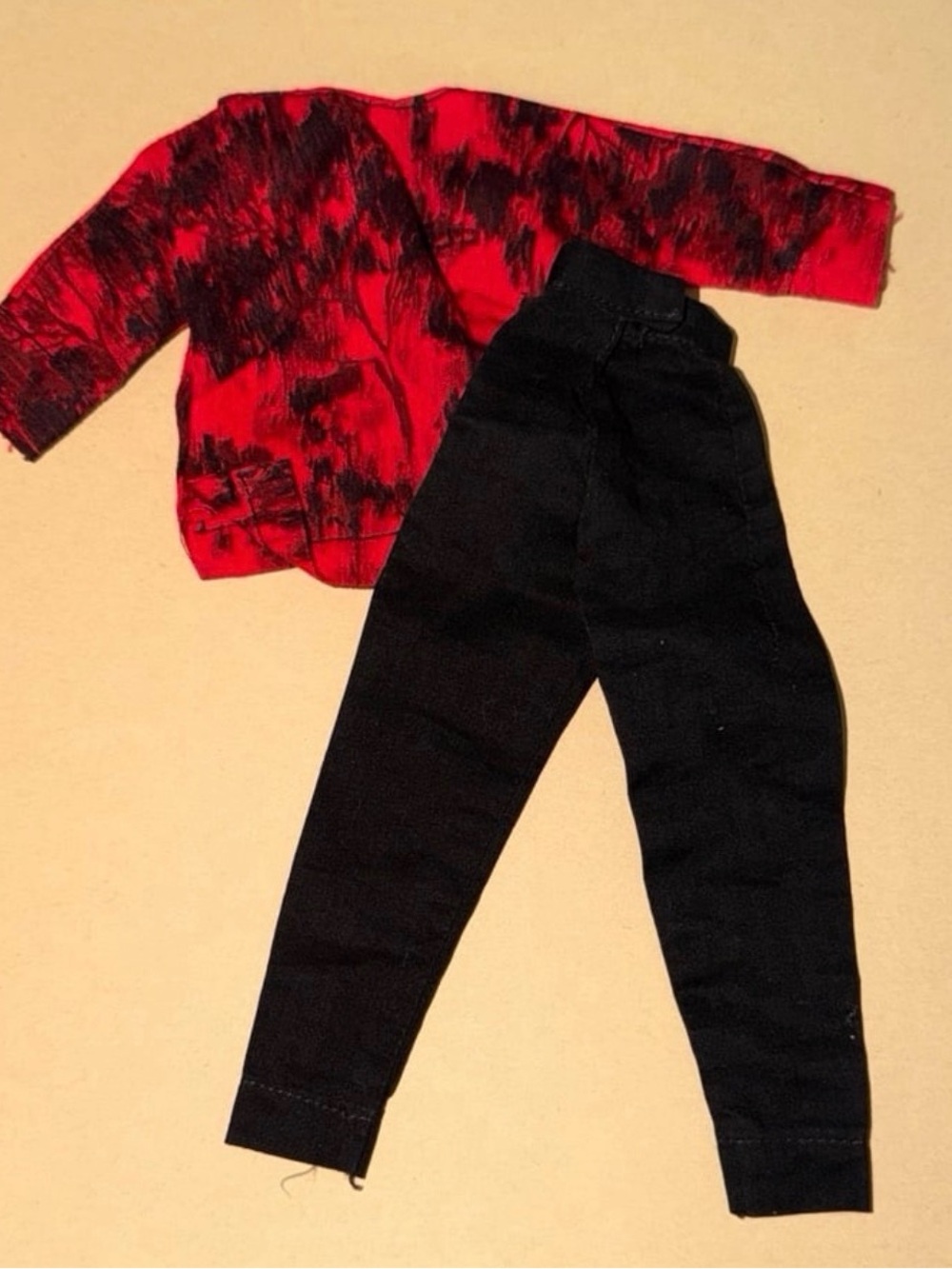 Fashion Doll - No Tags Red & Black Snap Back Shirt Black Cotton Pants